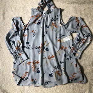 NWT ANNA GRACE COLD SHOULDER BLOUSE; SIZE L